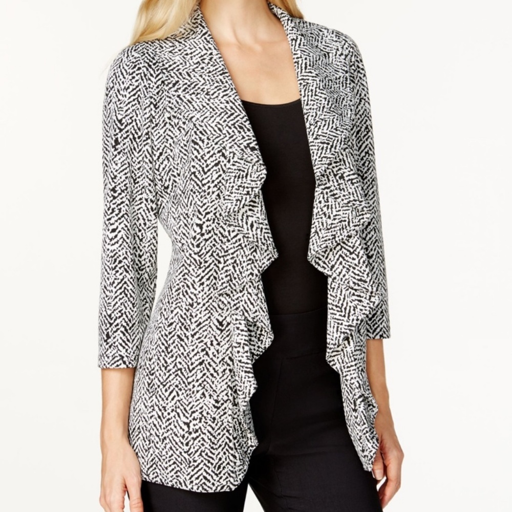 Calvin Klein Open Front Ruffle Blazer Size 4 - Picture 1 of 9